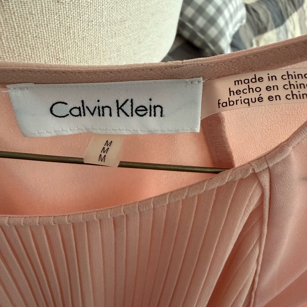 Calvin Klein Women's Blush Pleated Blouse - Picture 2 of 5